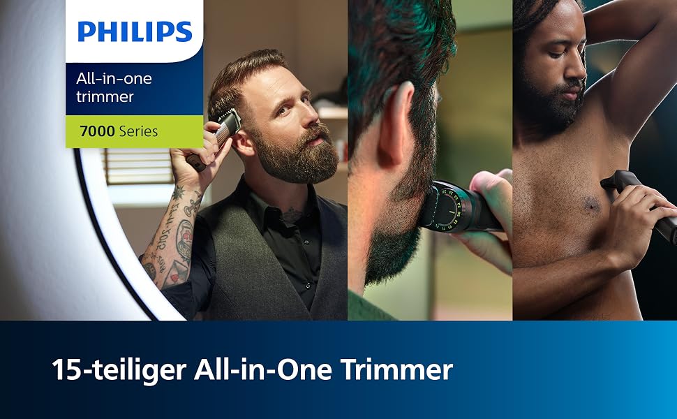 Універсальний тример та машинка для стрижки Philips Multigroom Series 7000 MG7961/15, 17 в 1 для обличчя, голови та тіла, металеві леза, 26 налаштувань довжини (0,5-20 мм)