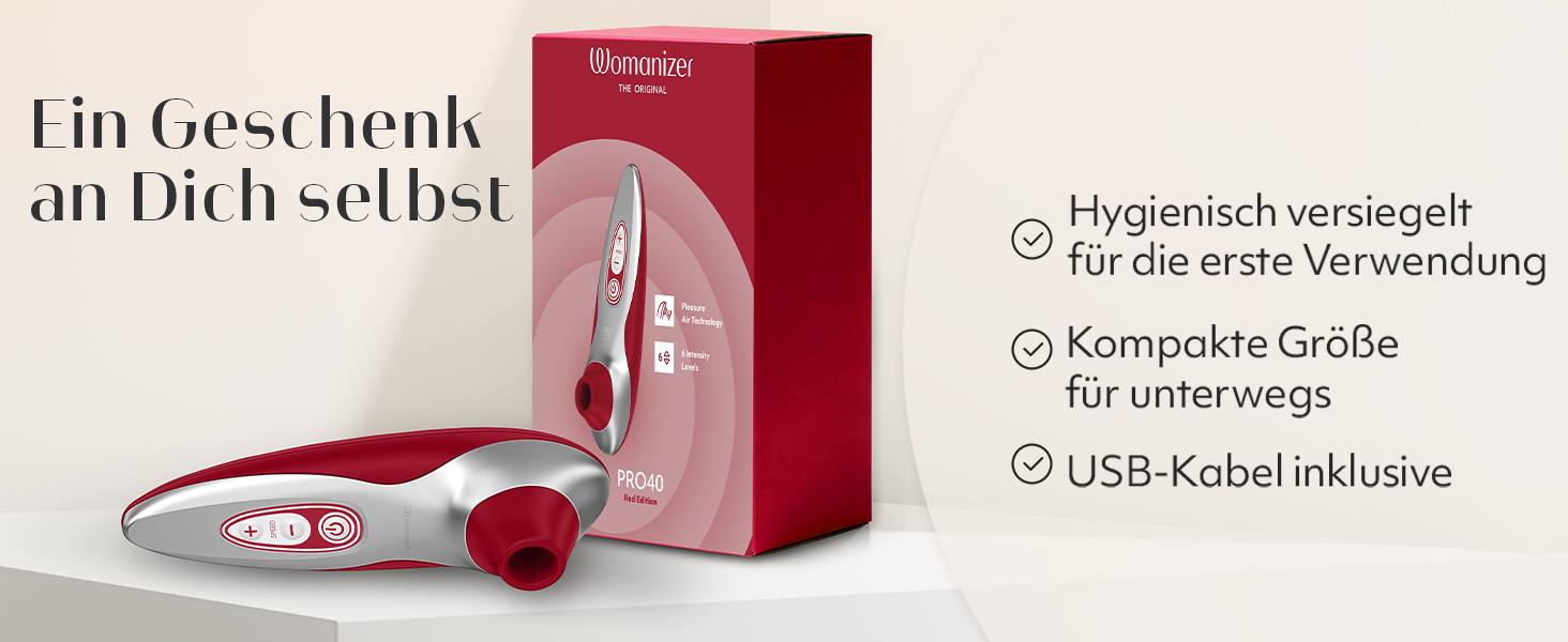Womanizer Pro 40 - вібратор для клітора, жіночий секс-іграшка | 6 режимів, тихий, вологостійкий, червоний