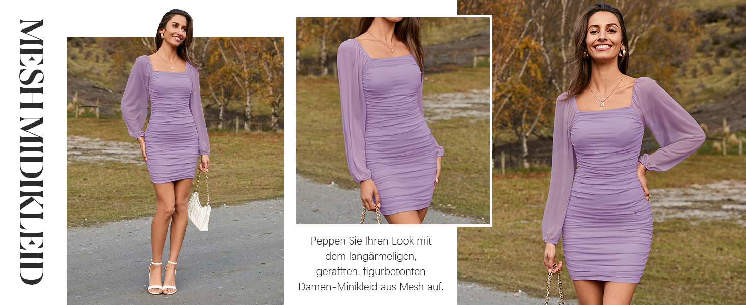 Сукня жіноча вечірня коктейльна облягаюча Bodycon з мереживом, довгі рукави, квадратний виріз, міні, чорна