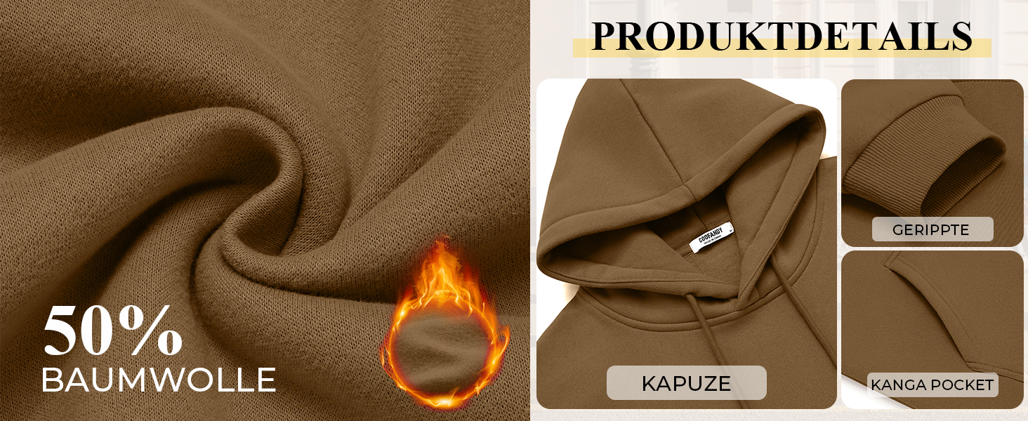 Чоловіче худі COOFANDY з капюшоном, теплий флісовий світшот (Жовтий, XXL)