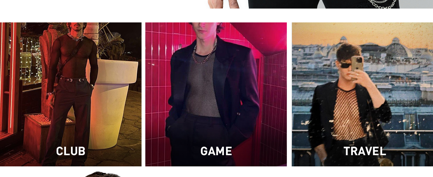 Чоловіча футболка Casey Kevin Herren з прозорою тканиною, коротким рукавом, чорна - Sparkle & Shine