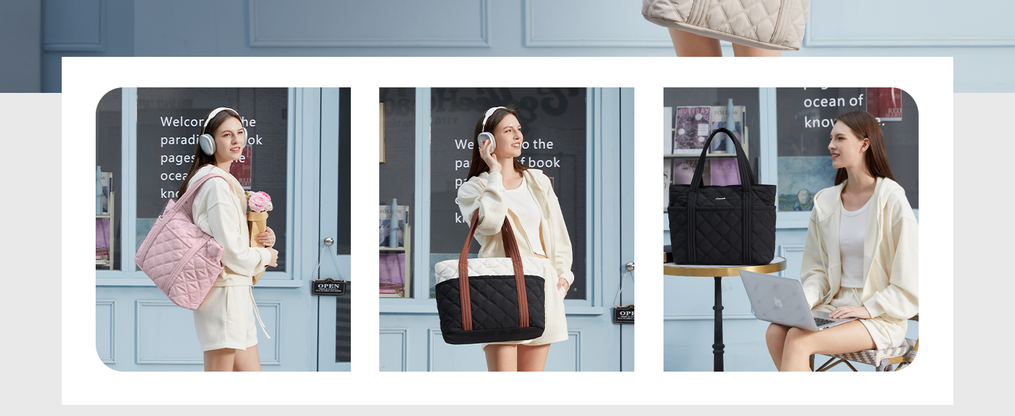 Жіноча сумка-шопер LOVEVOOK великого розміру, м'яка дута сумка Tote Bag для ноутбука 17.3