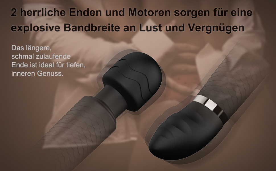 Масажер вібраційний Doppelkopf для тіла та зони G, чорний. Водонепроникний масажер-стимулятор з подвійним мотором