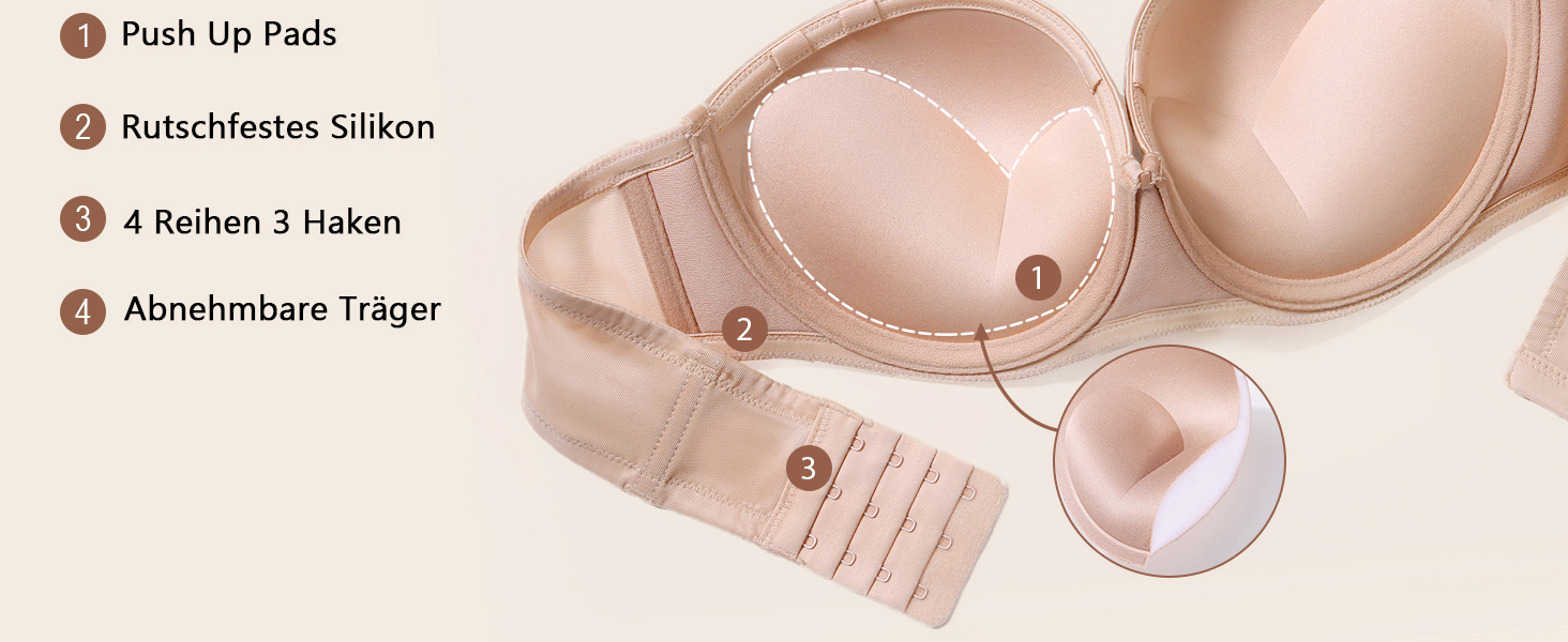 Леморосі: Безшовний бюстгальтер пуш-ап великих розмірів з підтримкою, з кісточками, мультивей, знімні бретелі (75B, чорний)