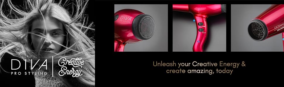 Професійний фен для волосся DIVA Pro Styling Ultima 5000 Pro, 2200 Вт, AC-мотор, фіолетовий