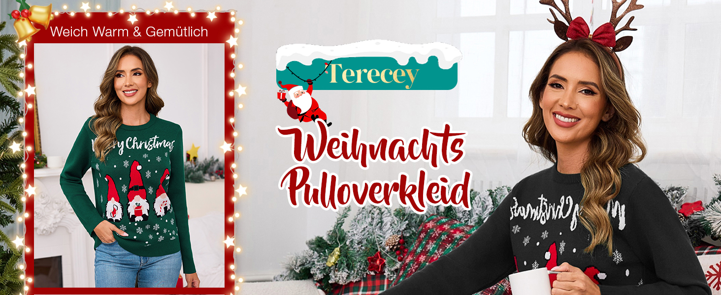 Смішний різдвяний светр Terecey Daen з принтом, зимовий лонгслів Ugly Christmas Sweater, чорний, XL