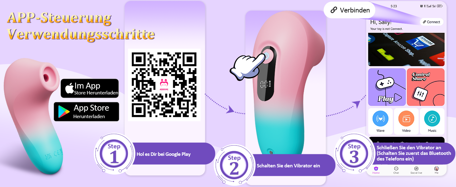 Вібратор Sauger для жінок з LED, керуванням через APP та 10 режимами потужності - іграшка для дорослих