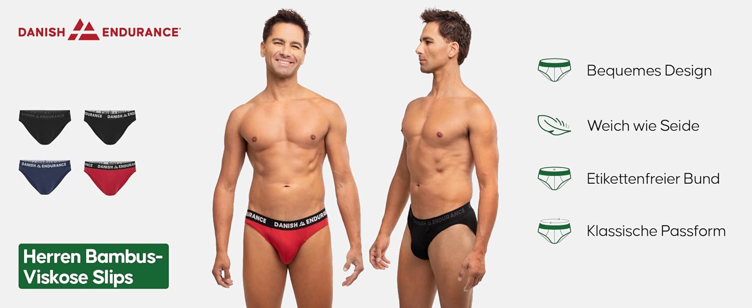 Слип чоловічий DANISH ENDURANCE 6 шт. з бамбука, чорний XXL | М'який, з еластичностью, без етикетки