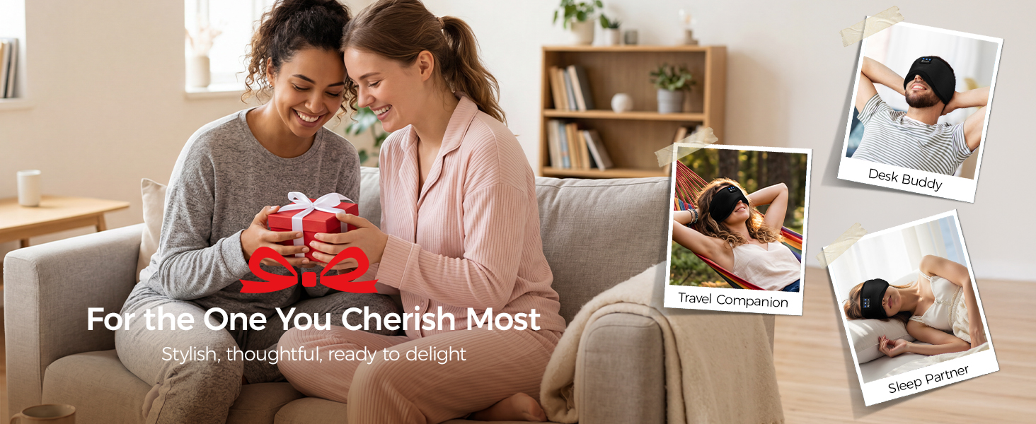 Bluetooth-маска для сну LOVE EYE для тих, хто спить на боці, з ультратонкими навушниками, дихаюча бавовняна тканина, антрацит