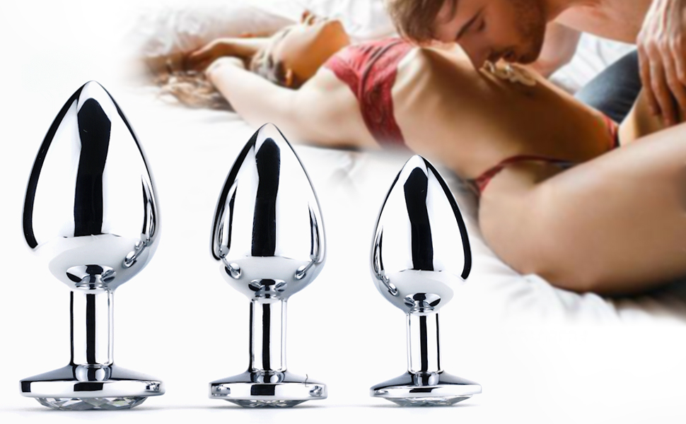 Набір аналплагів Klein Medium Groß з металу з кристалами та діамантами (білий)