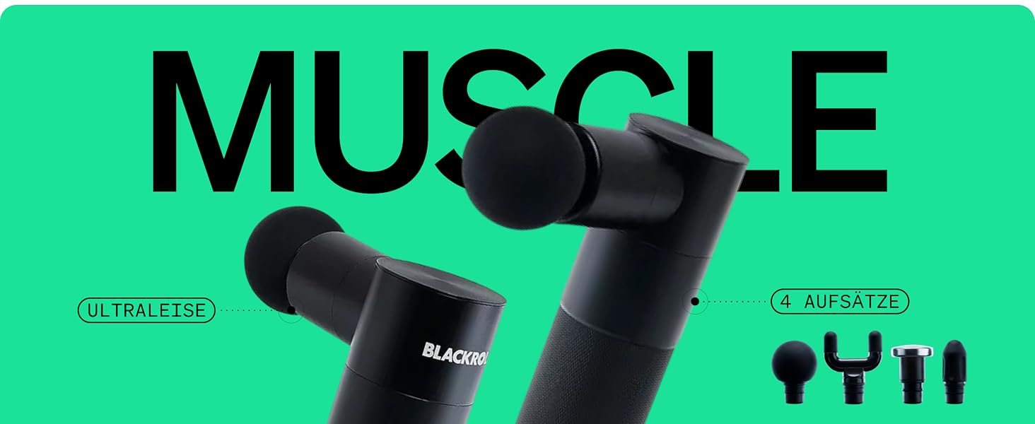 Міні-перкусійний масажер BLACKROLL® FASCIA GUN для м'язів та фасцій, 4 насадки, 4 рівні інтенсивності, зарядка USB-C