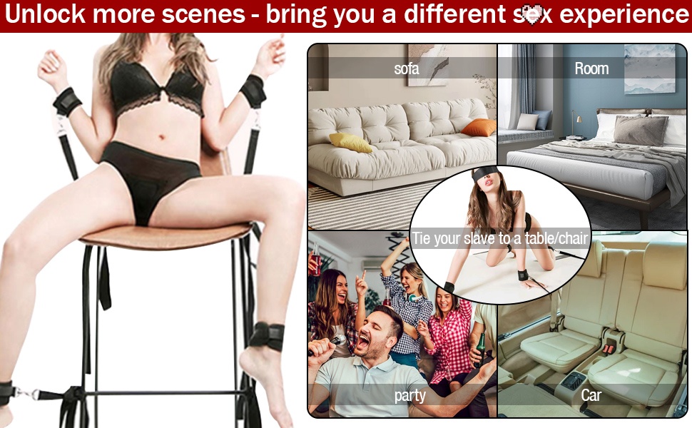 Набір для BDSM-фетшингів: наручники, фетші, петиша, маска для очей. Чорний колір. Для пар.