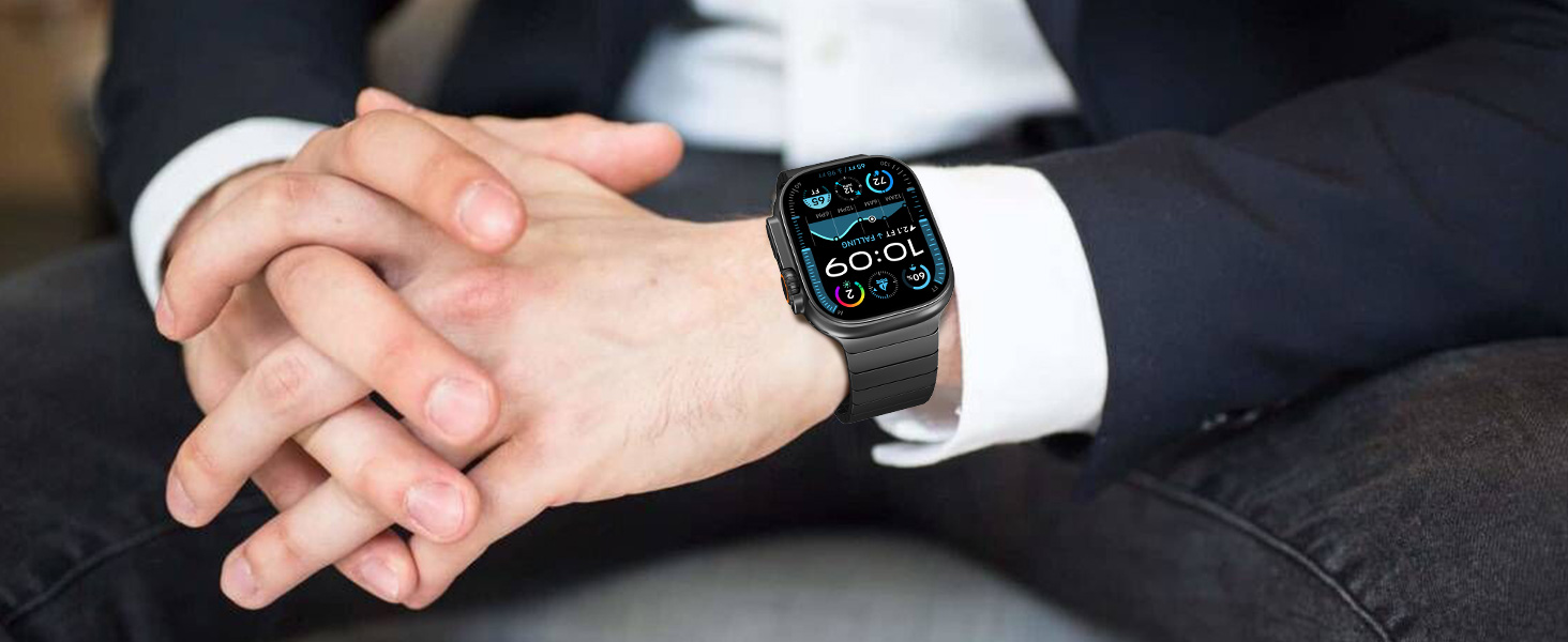 Металевий ремінець CHANCHY для Apple Watch Ultra 3/2/1, Series 11/10/9/8/7/6/5/4/3/2/1, SE — сталевий браслет (чорний, 42/44/45/46/49 мм)