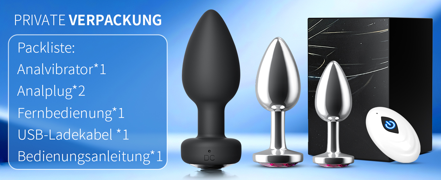 Анальні пробки для жінок та чоловіків, набір 3 шт. Силікон, метал, вібрація 10 режимів. Іграшки для дорослих, підходять для початківців, пар.