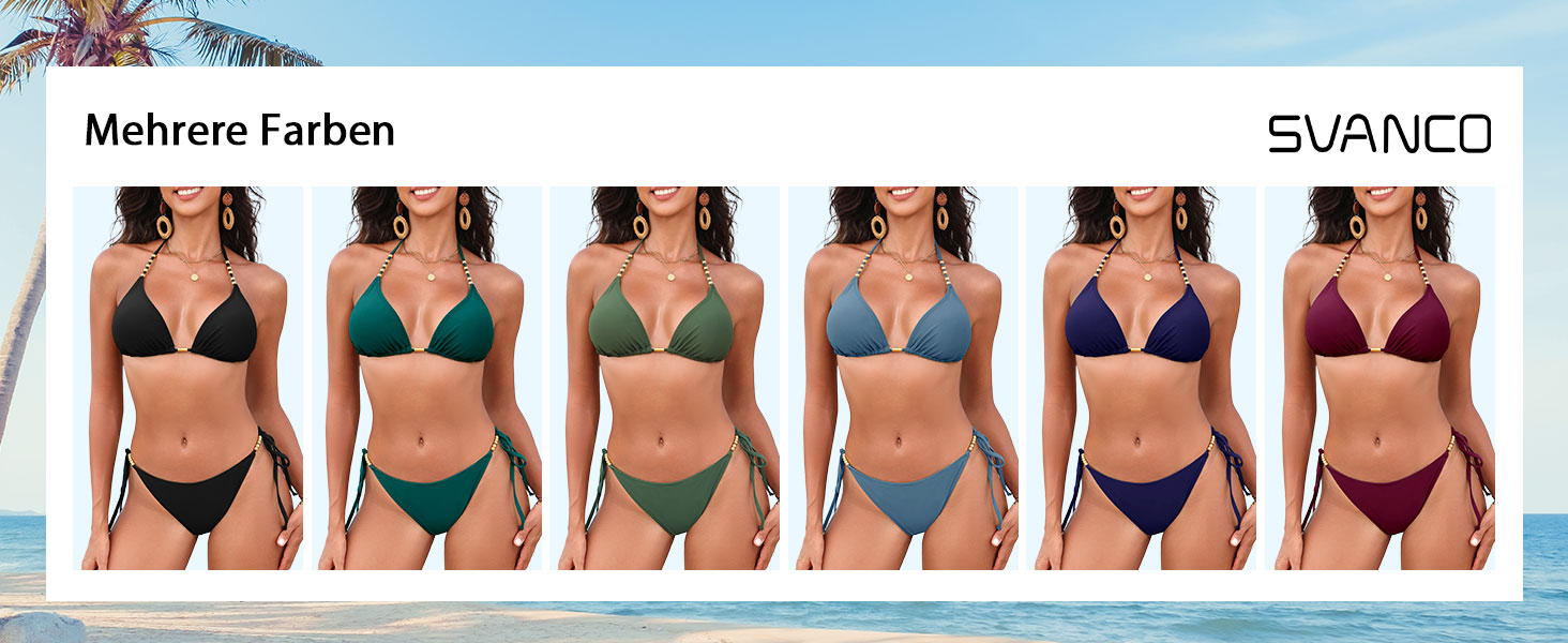 Бікіні Triangel Daen з золотими перлами, топ-халтер з підтримкою та трусики-стрінг на зав'язки (ХAKI, XL)