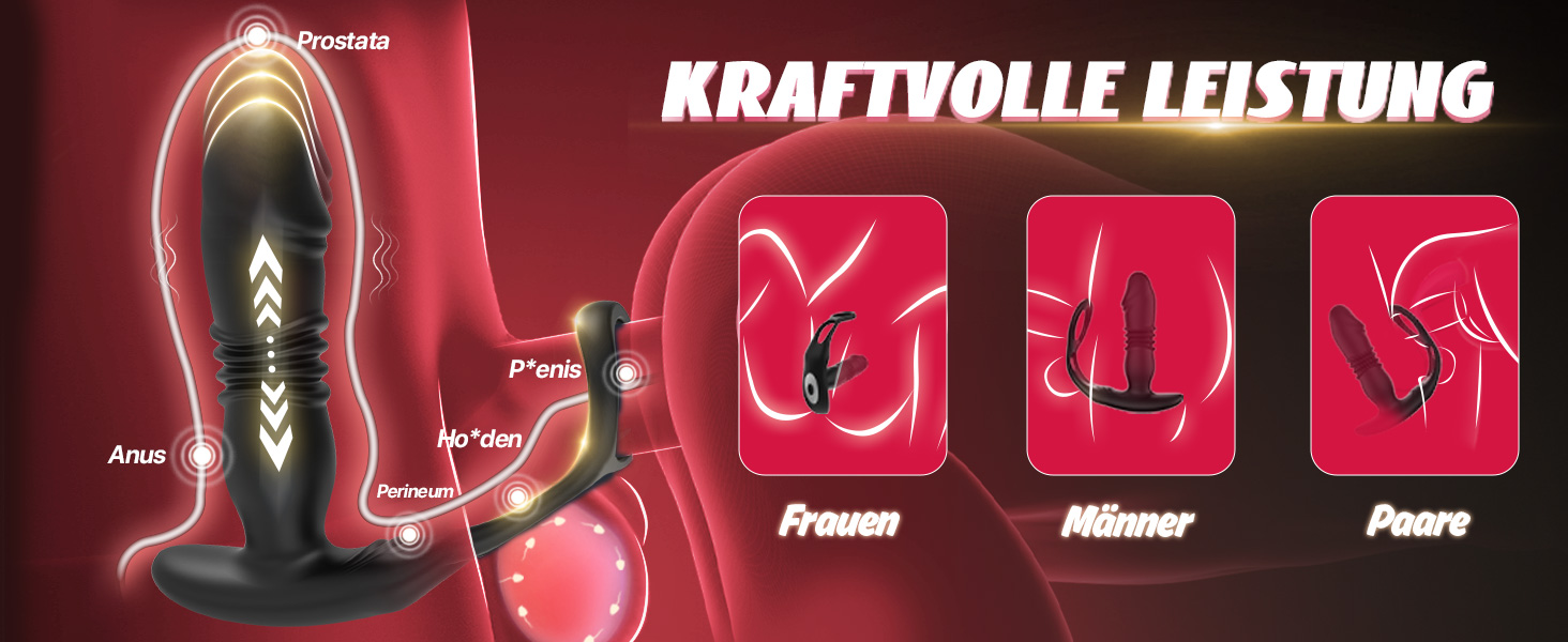 Анальні вібратори Tagrend для чоловіків: великий анальний плагін з 3 режимами вібрації, кільце для статевого члена. Чорний колір.