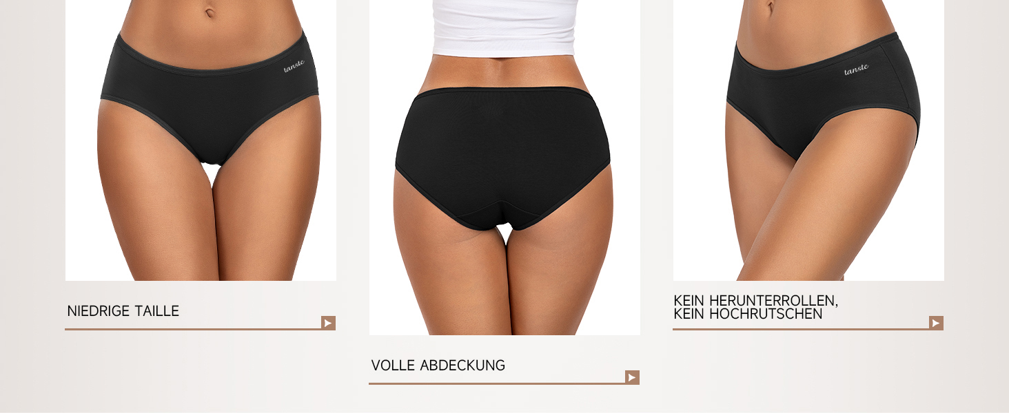 Танстк (TANSTC) жіночі труси-сліпи з бавовни, 6 шт. в упаковці, низька посадка, еластичні, дихаючі, чорний, XL