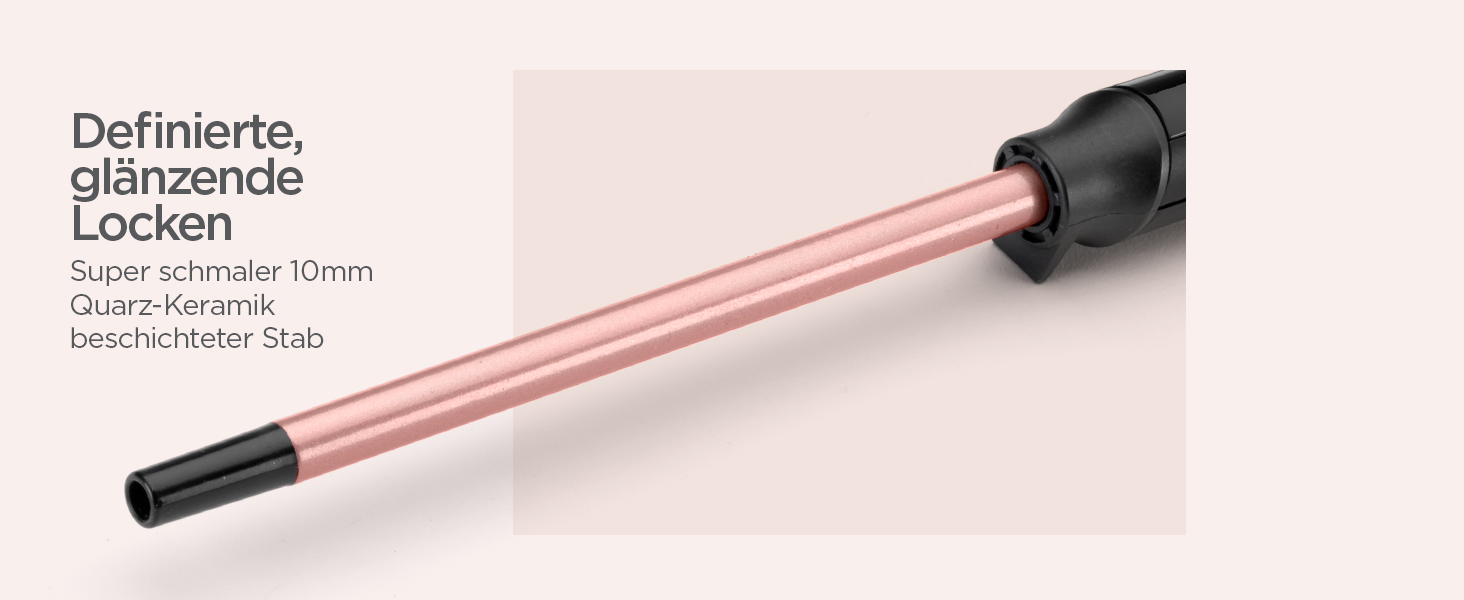 Конічний паяльник для волосся BaByliss Rose Quartz (13-25 мм) для натуральних локонів, керамічне покриття, 6 температурних режимів (160-210°C), C454E, рожево-чорний