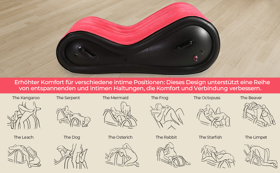 Набір інтимних аксесуарів Sex Möbel: подушка та рампи для еротичних розваг, стілець, пристосування для BDSM, з інтегрованим страподавачем.