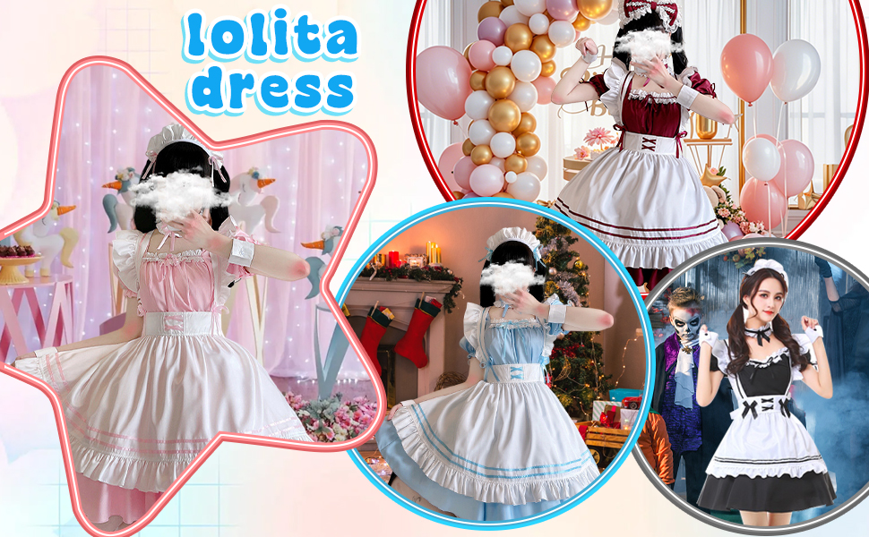 Костюм французької служниці: комплект для косплею, карнавалу та Хелловіну (чорний, L)