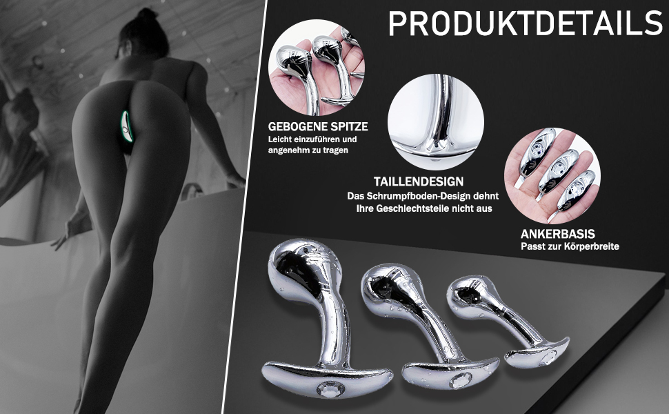 Металевий набір анальних заглушок HXLXW, S/M/L, стимуляція простати, для чоловіків та жінок