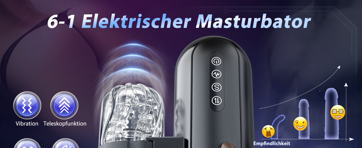 Електричний мастурбатор для чоловіків Honeyexp з 6 телескопічними функціями та 5 швидкостями, 10 вібрацій