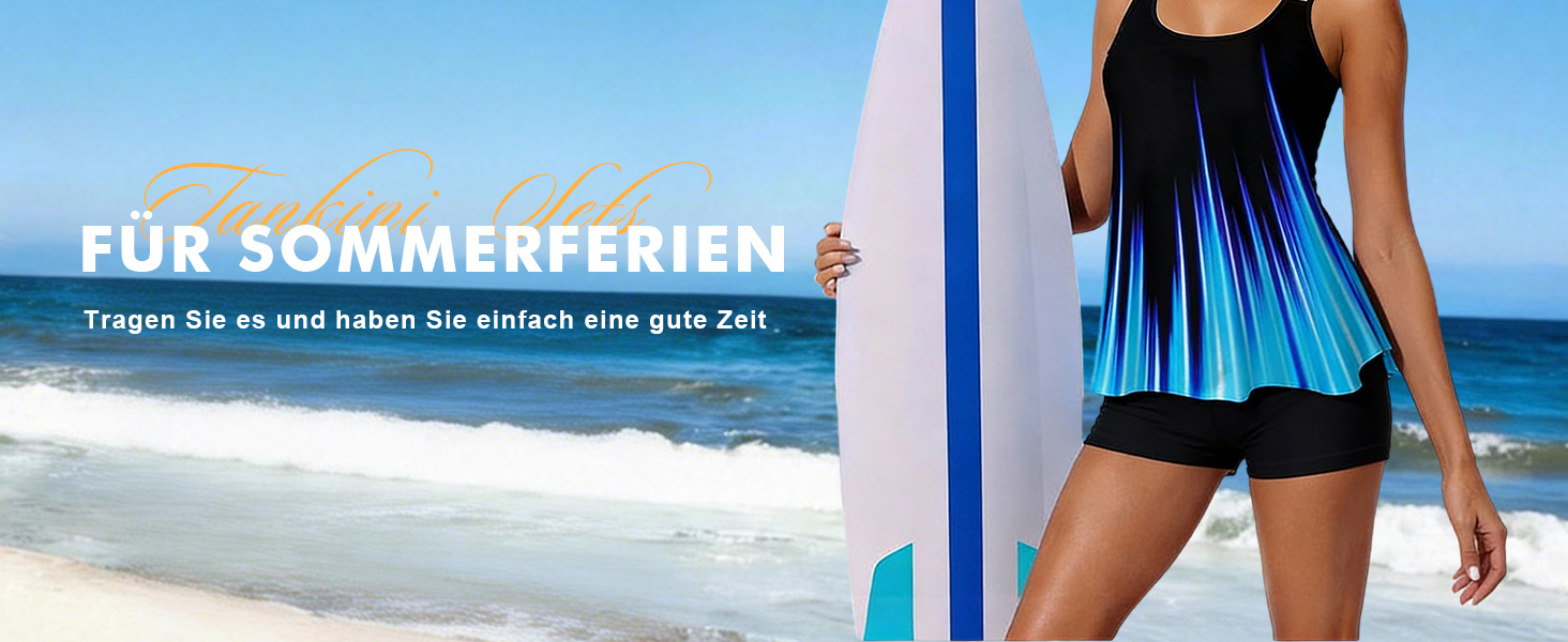 Tankini жіночий купальник з шортами, двочастинний комплект, літній, елегантний, синій. Ідеальний для пляжу та відпочинку.