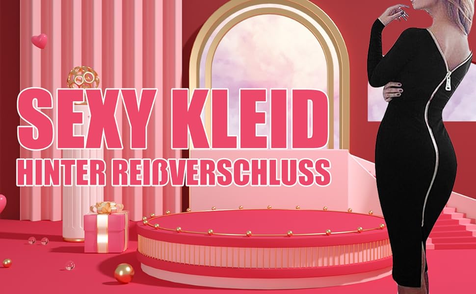 Жіноче обтисле міні-плаття OMZIN з глибоким вирізом та блискавкою, чорне