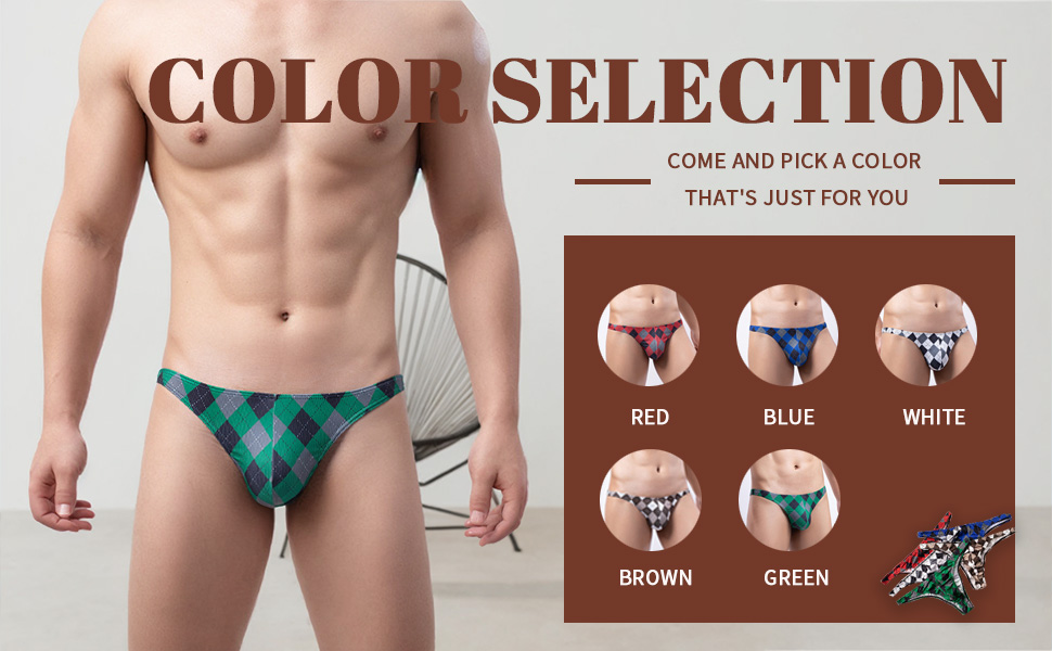 Сліпекси чоловічі Faringoto, принт, Eisseide, дихаючі, бікіні, G-String, XL, 5 пар