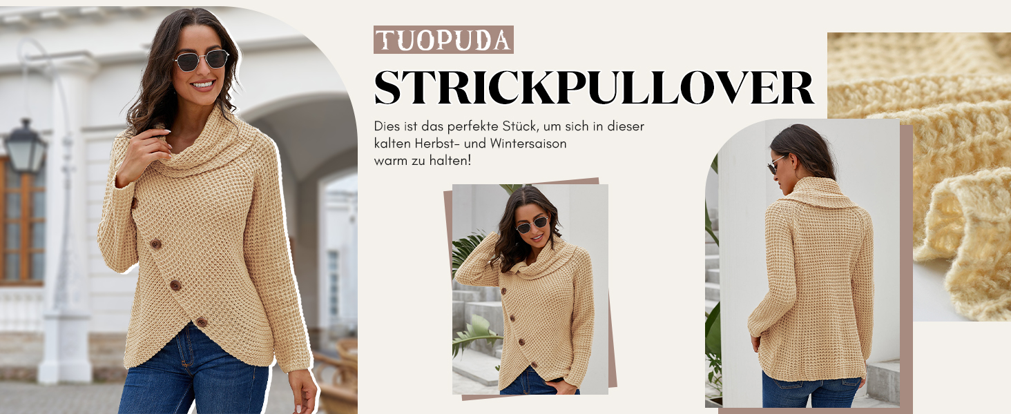 Жіночий в'язаний кардиган Tuopuda oversize з високим коміром, теплий зимовий светр грубої в'язки, синій, розмір L