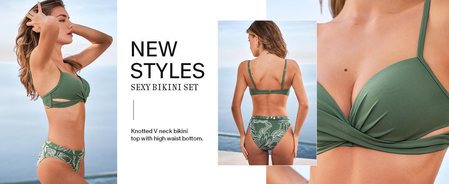 CUPSHE Бійкіні жіночий комплект: топ з пуш-ап, скросовер, двочастинний купальник, пляжна мода, чорний, леопардовий принт