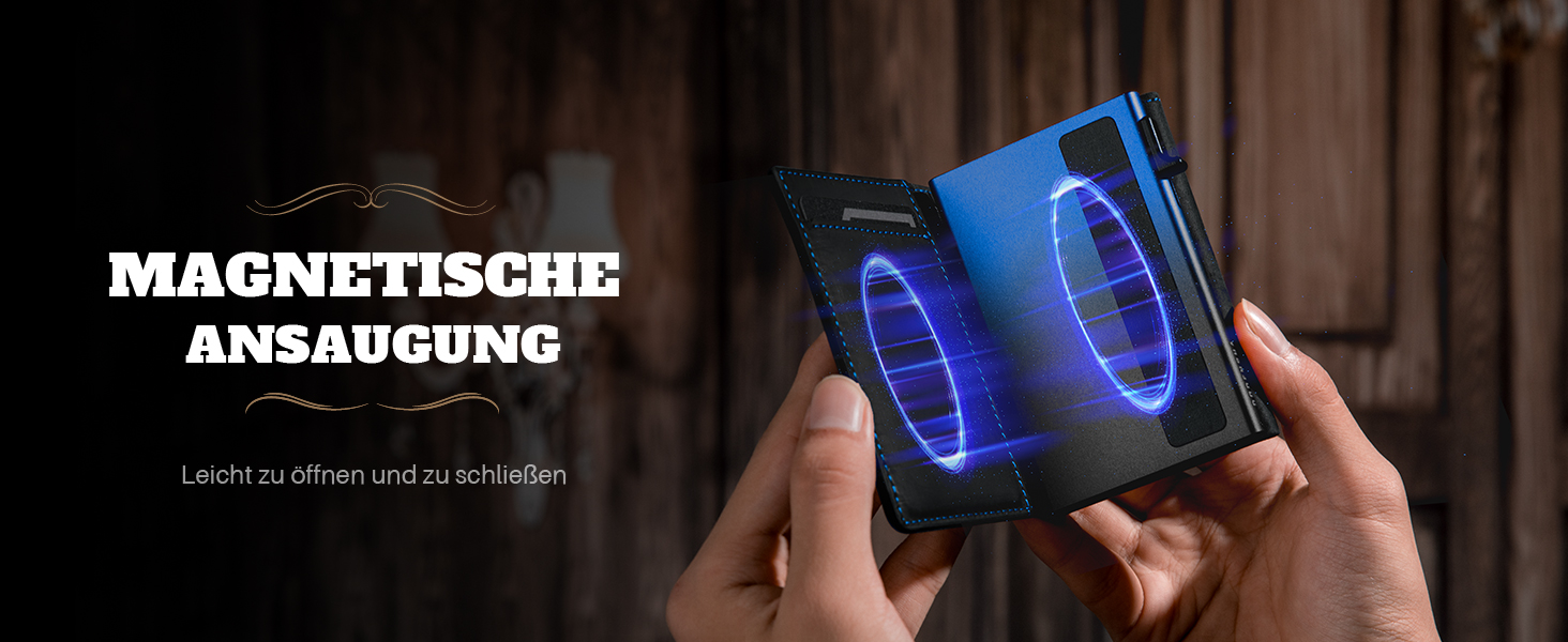 Чоловічий тонкий гаманець DODENSHA MagSnap з RFID захистом, відділенням для монет та магнітною застібкою, на 10+ карток (Чорно-жовтий)