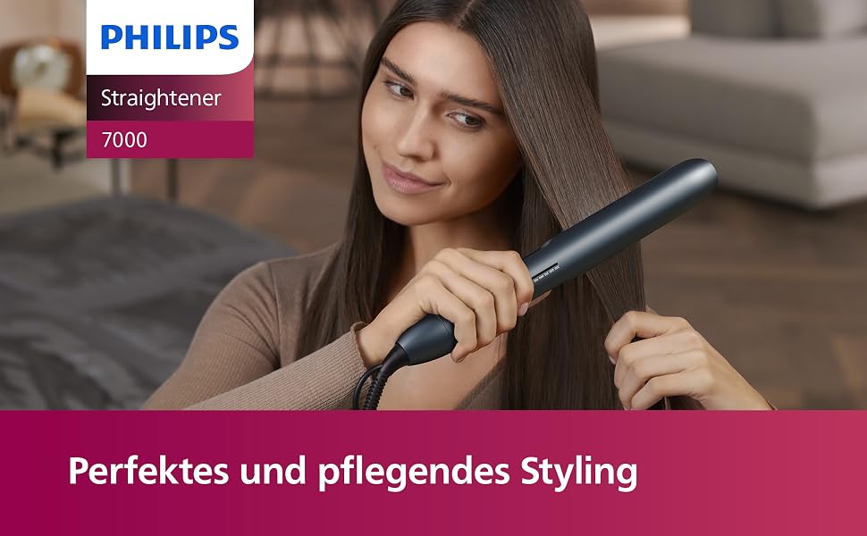 Випрямляч для волосся Philips 7000 Series BHS732/00 з технологією ThermoShield, іонізацією та керамічними пластинами з аргановою олією, Блакитно-зелений металік