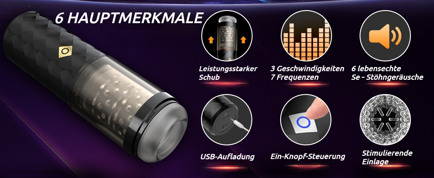 Іграшки для чоловіків: мастурбатор з 6 реалістичними голосами, 7 частотами, 4D текстурою, 380 вібрацій/хв, дискретна упаковка