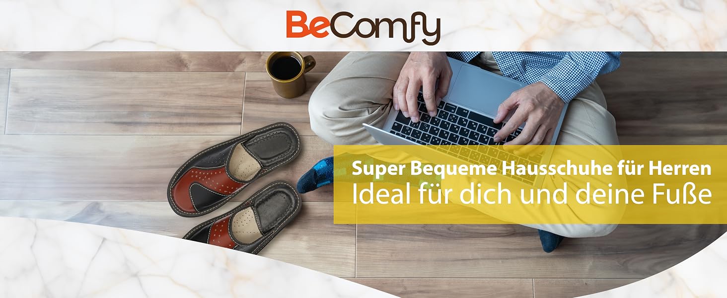 Чоловічі шкіряні капці BeComfy для дому з натуральної шкіри, протиковзкі, розмір 46 EU, чорні з коричневим