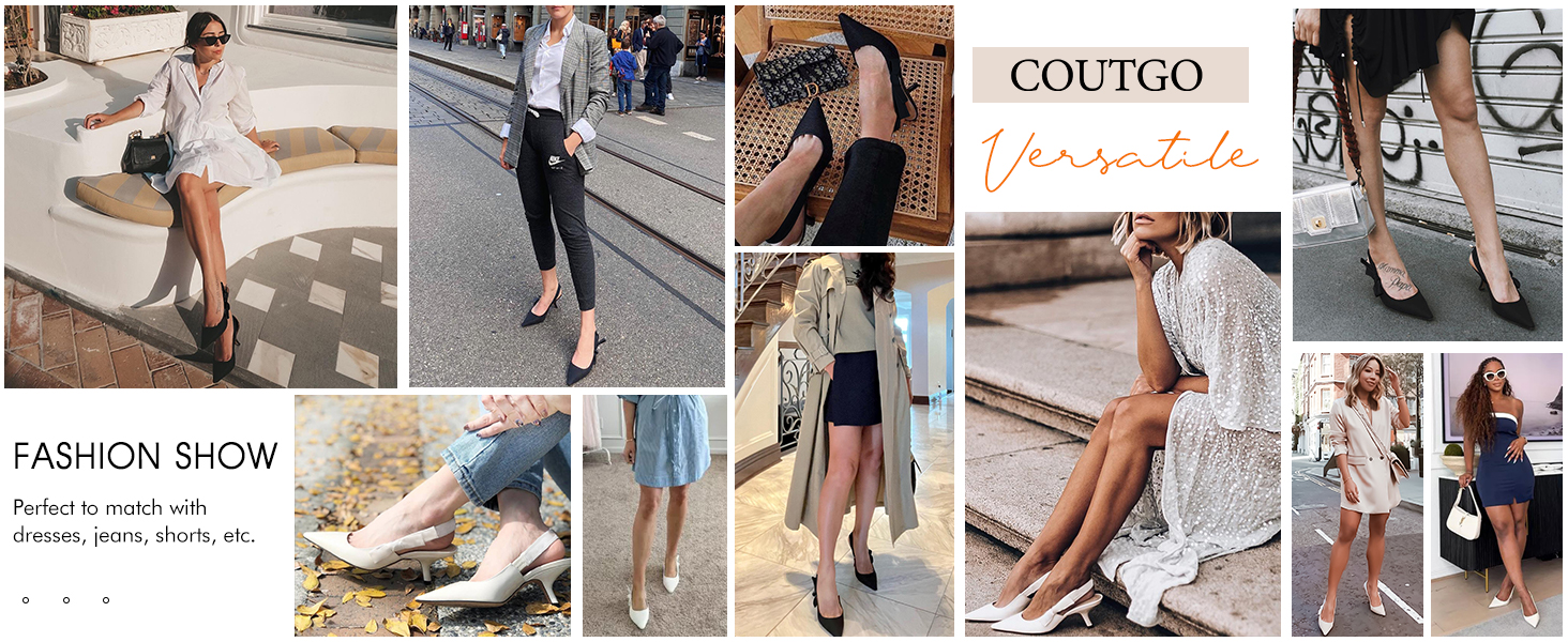 Жіночі туфлі-слингбеки Coutgo з гострим носком на низьких підборах (kitten heel), світло-кавовий колір, розмір 39 EU