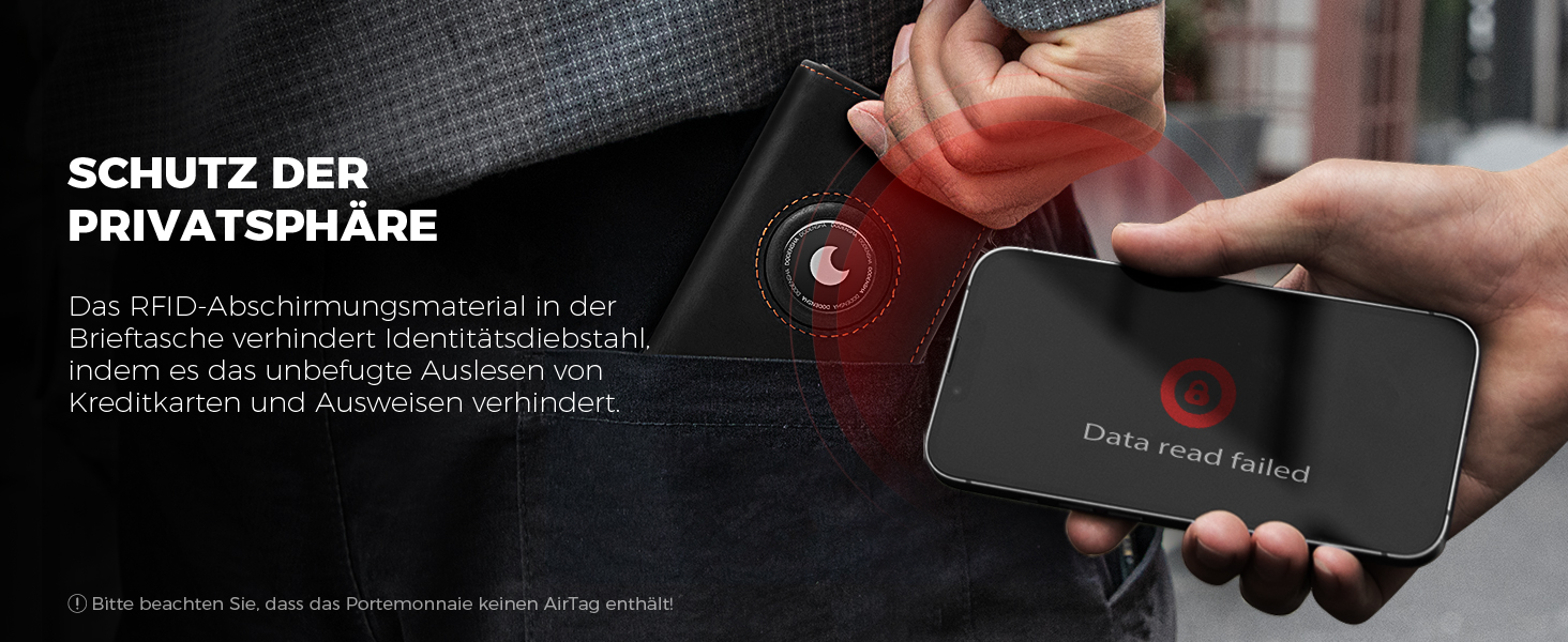 Чоловічий смарт-гаманець DODENSHA MagSnap для AirTag з RFID захистом, відділенням для монет та картхолдером на 10+ карток, чорно-помаранчевий