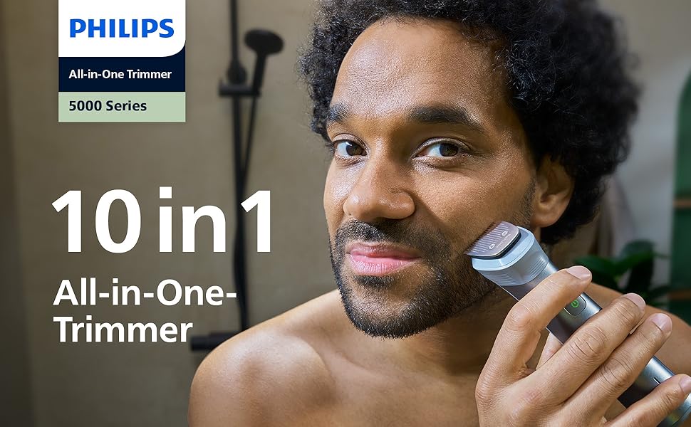 Універсальний тример Philips Multigroom Series 5000 MG5918/15 10-в-1 для бороди, волосся та тіла, самозагострювальні металеві леза, 11 налаштувань довжини (0,5–16 мм)