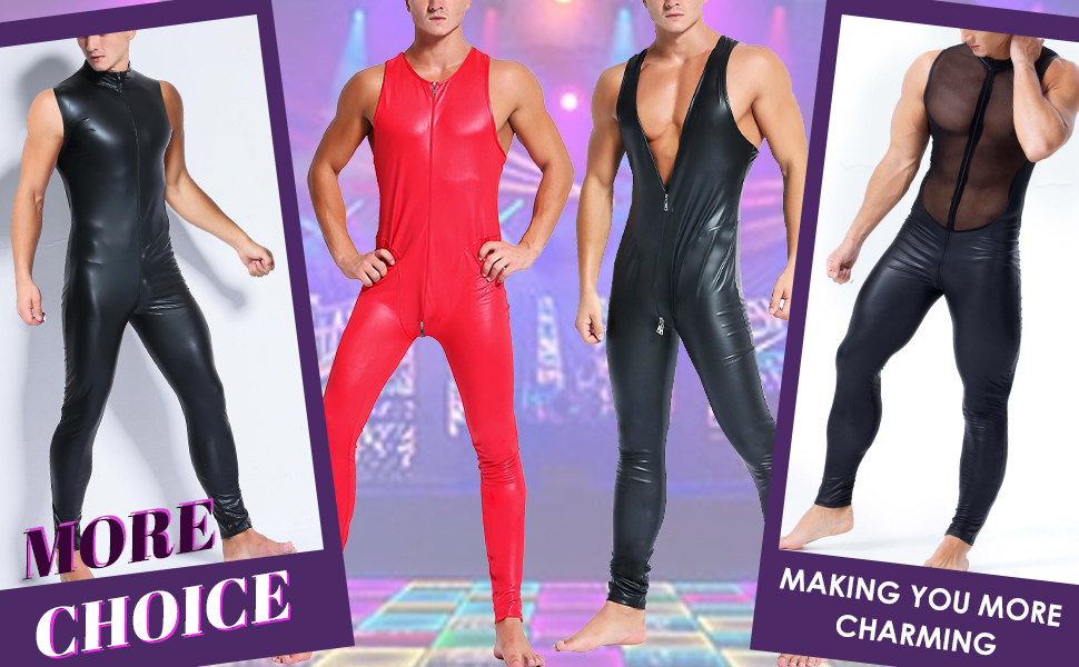 Чоловічий латексний боді Maeau, костюм з блискучої штучної шкіри, чорний, розмір M