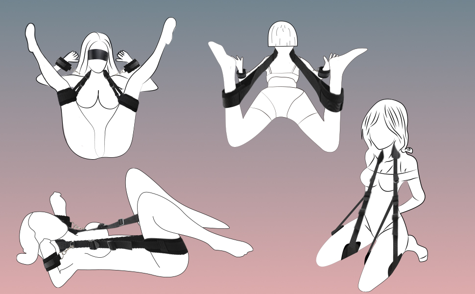 Набір BDSM для пар: наручники, пов'язки на очі, петлі для ніг, іграшки для сексуального задоволення жінок та чоловіків