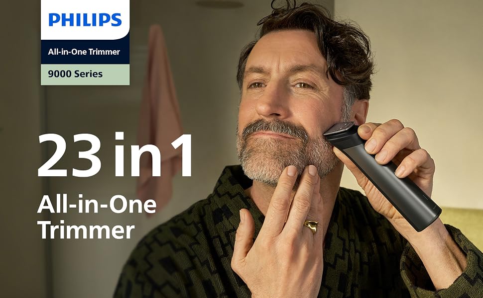 Універсальний тример Philips Multigroom Series 9000 MG9561/30: 23-в-1 набір для обличчя, волосся та тіла, OneBlade, 27 налаштувань довжини (0,2–20 мм)