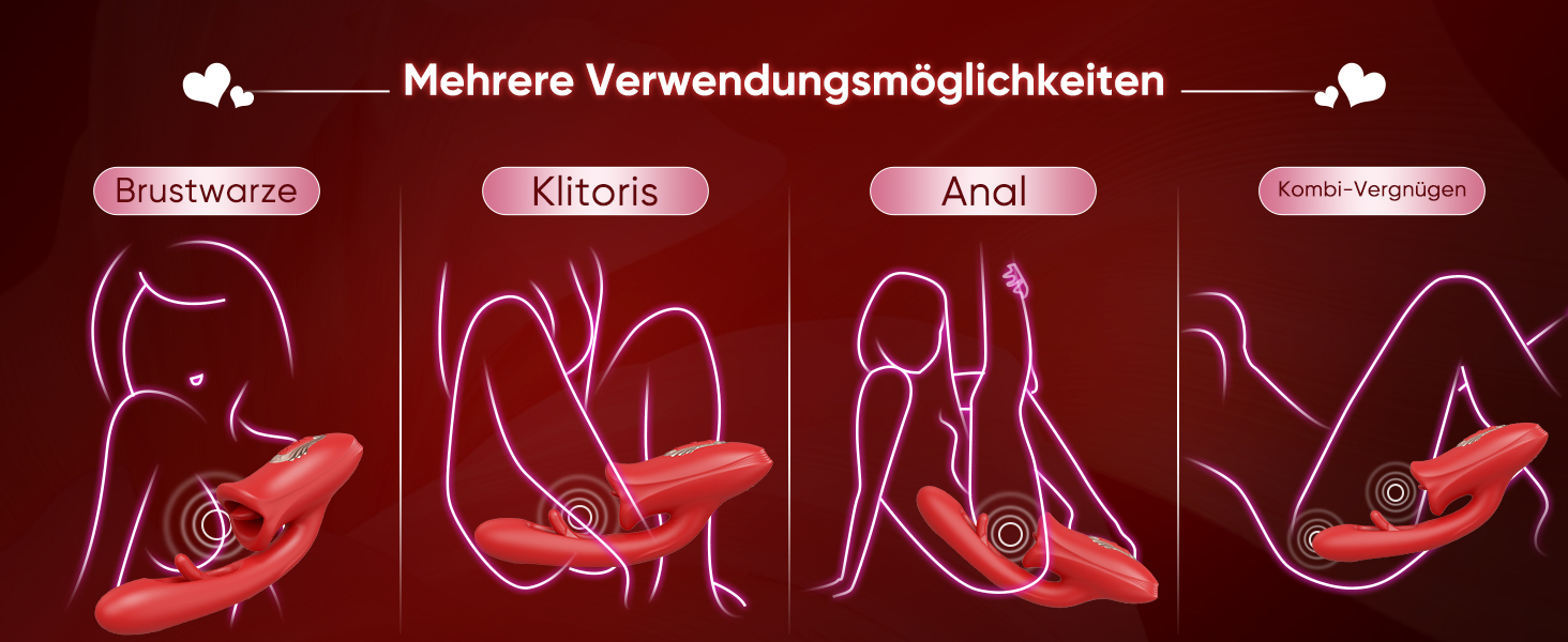 Вібратор для жінок G-Spot з 10 режимами стимуляції язичком, клітором та анального отвору - секс-іграшка для пар (RF14RD)