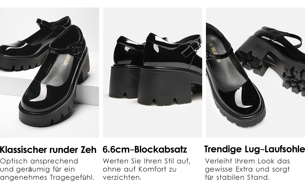 Жіночі туфлі Mary Janes DREAM PAIRS на масивній платформі, чорні, екошкіра (PU), розмір 39