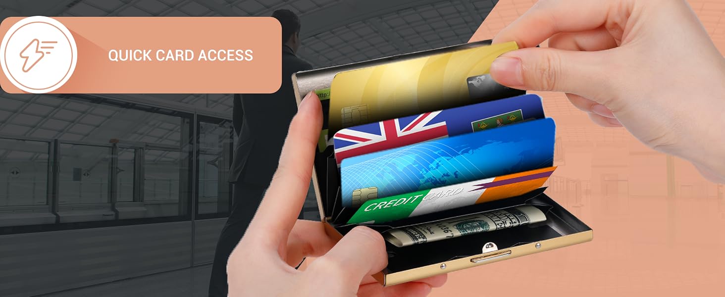Металевий картхолдер з RFID-захистом від скіммінгу, ультратонкий гаманець для банківських карток (6 слотів, золото, з квітковим принтом) для жінок та чоловіків