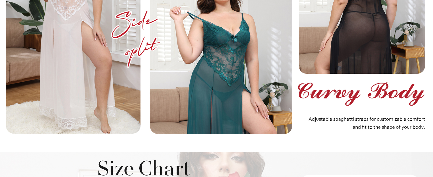 Чорний мереживний халат-ніжна сорочка з G-String від IBAKOM Dessous (XXL)