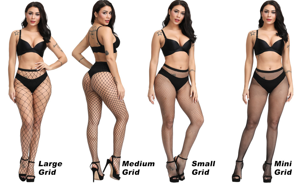 DRESHOW 6 пар мереживних панчіх з високою талією, чорні, для жінок