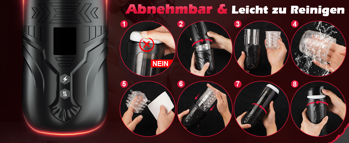 Електричний мастурбатор для чоловіків HIVEFUN з 7 режимами вібрації, ротації та імпульсу. Чорний, для особистого використання.