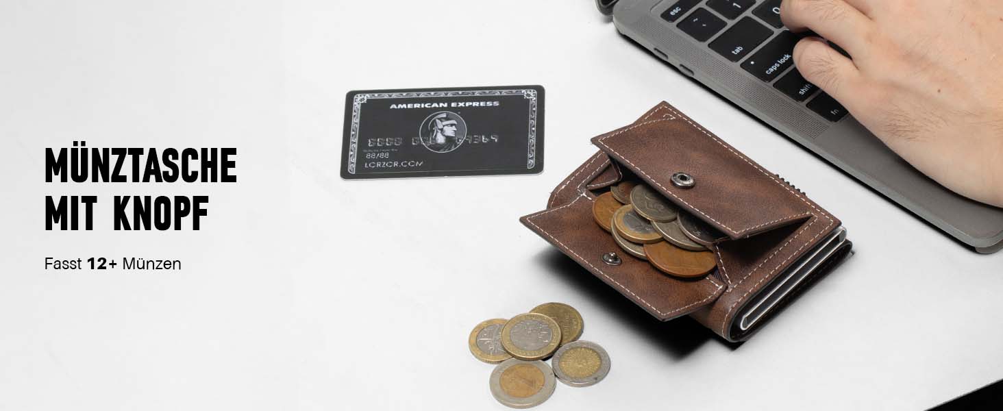 Чоловічий шкіряний гаманець з RFID-захистом, відділенням для монет та віконцем для фото, коричневий
