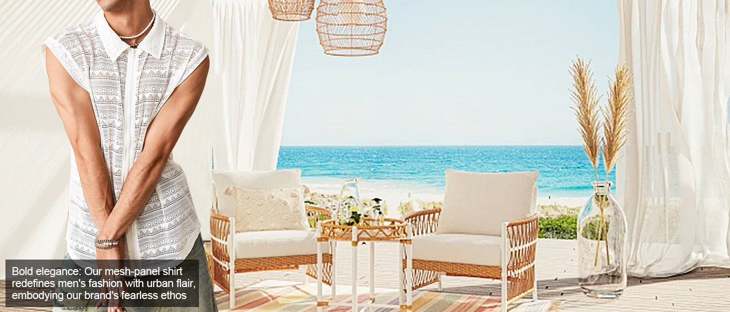 Panegy чоловічий комплект: мереживкова сорочка-туніка та шорти, сітка, чорний