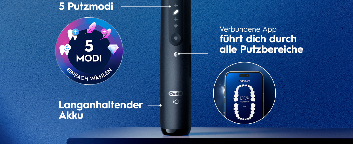 Електрична зубна щітка Oral-B iO Series 5 Matt Black: 5 режимів чищення, насадка та дорожній футляр, чорна
